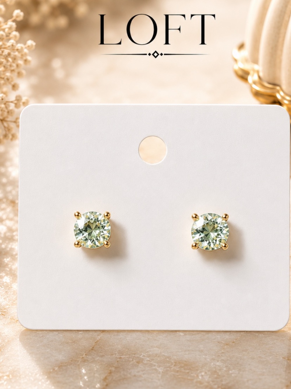 Ann Taylor LOFT Light Green Crystal Stud Earrings